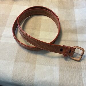 Torres Tooled Leather Belt Mens 44 Brown Western Basketweave Cowboy Boho